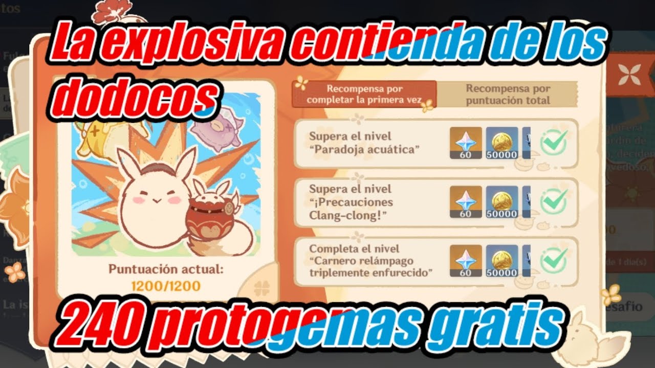 Genshin impact evento la explosiva contienda de los dodocos 