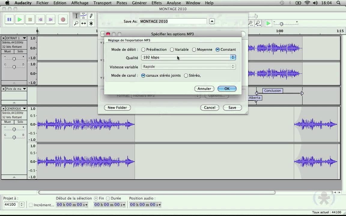 Audacity (9/9) - Exportation du projet au format mp3 ou wave