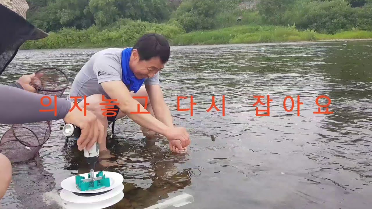 임진강에서 전동 파리 줄낚시  피라미낚시
