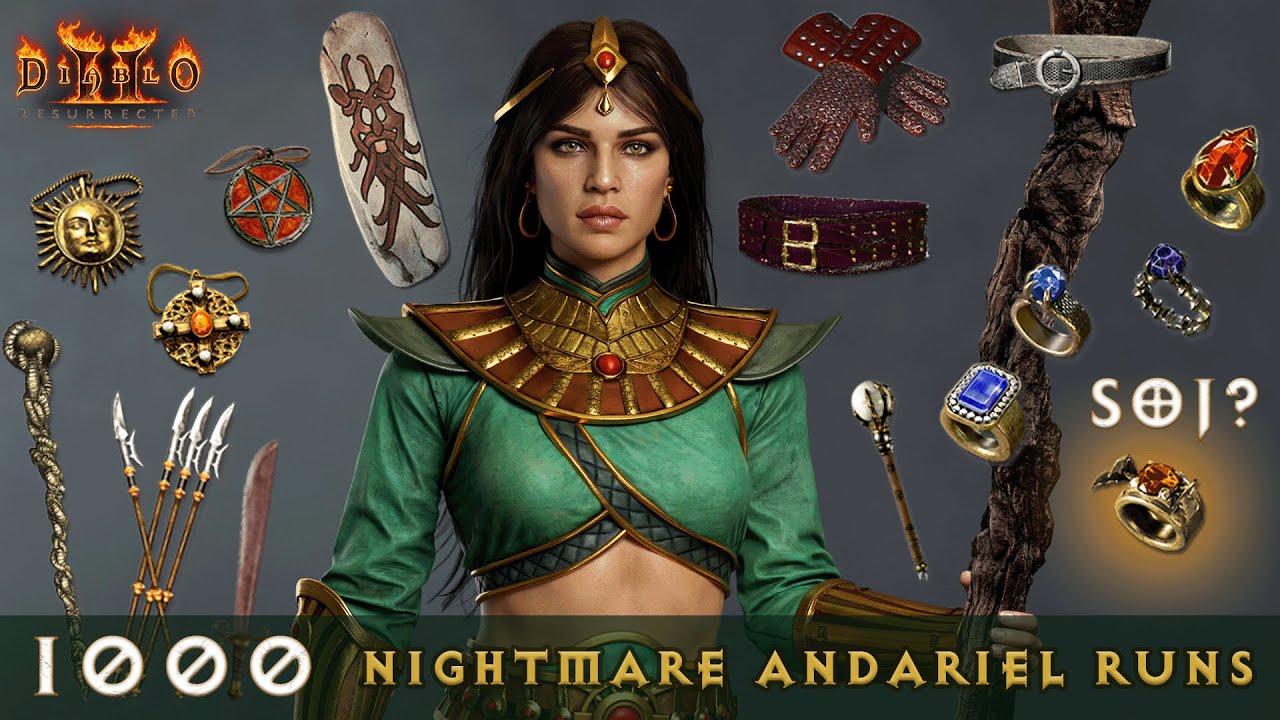 Diablo II: Resurrected - 1000 Nightmare Andariel Runs Drop Highlights
