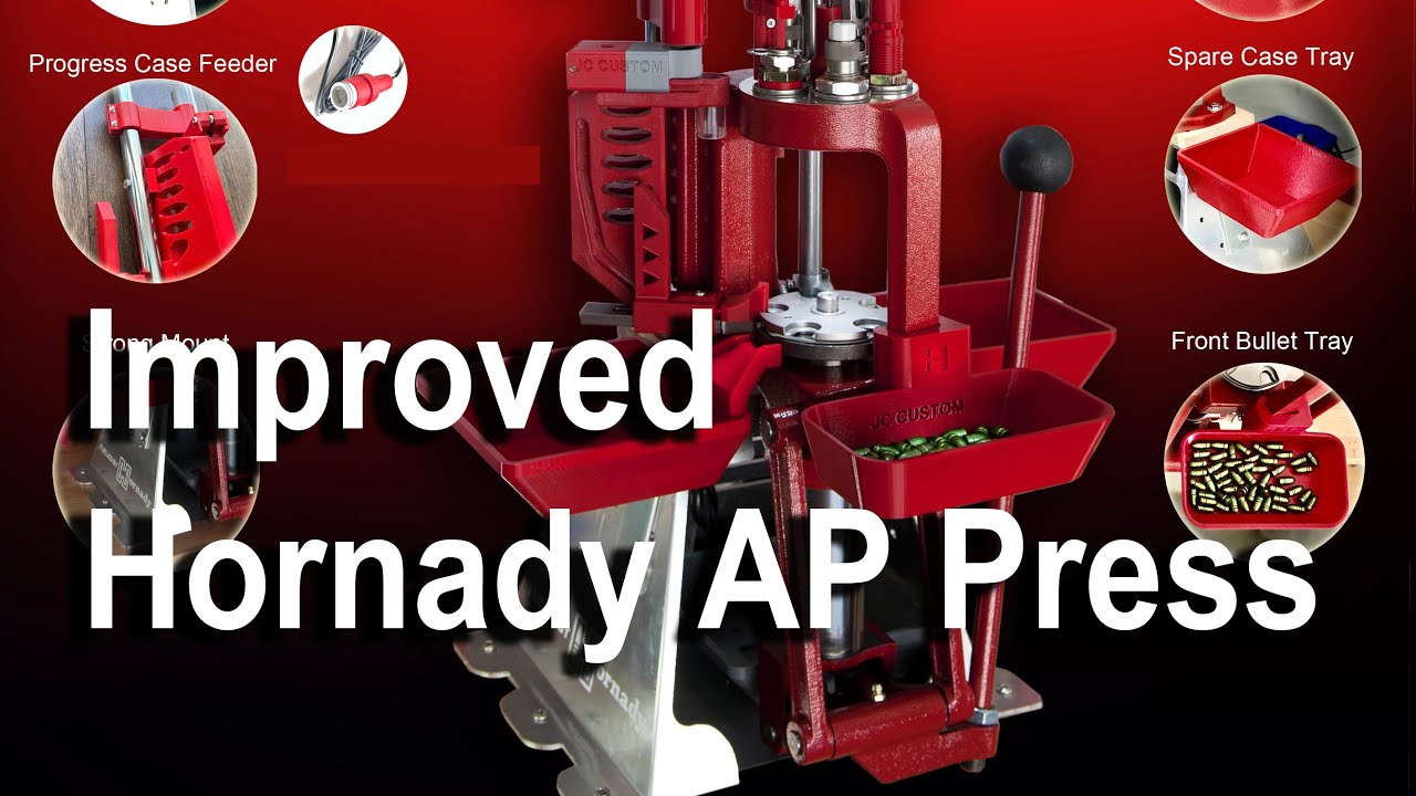 Hornady Lock N Load AP progress reloading machine setup with customized accessories.