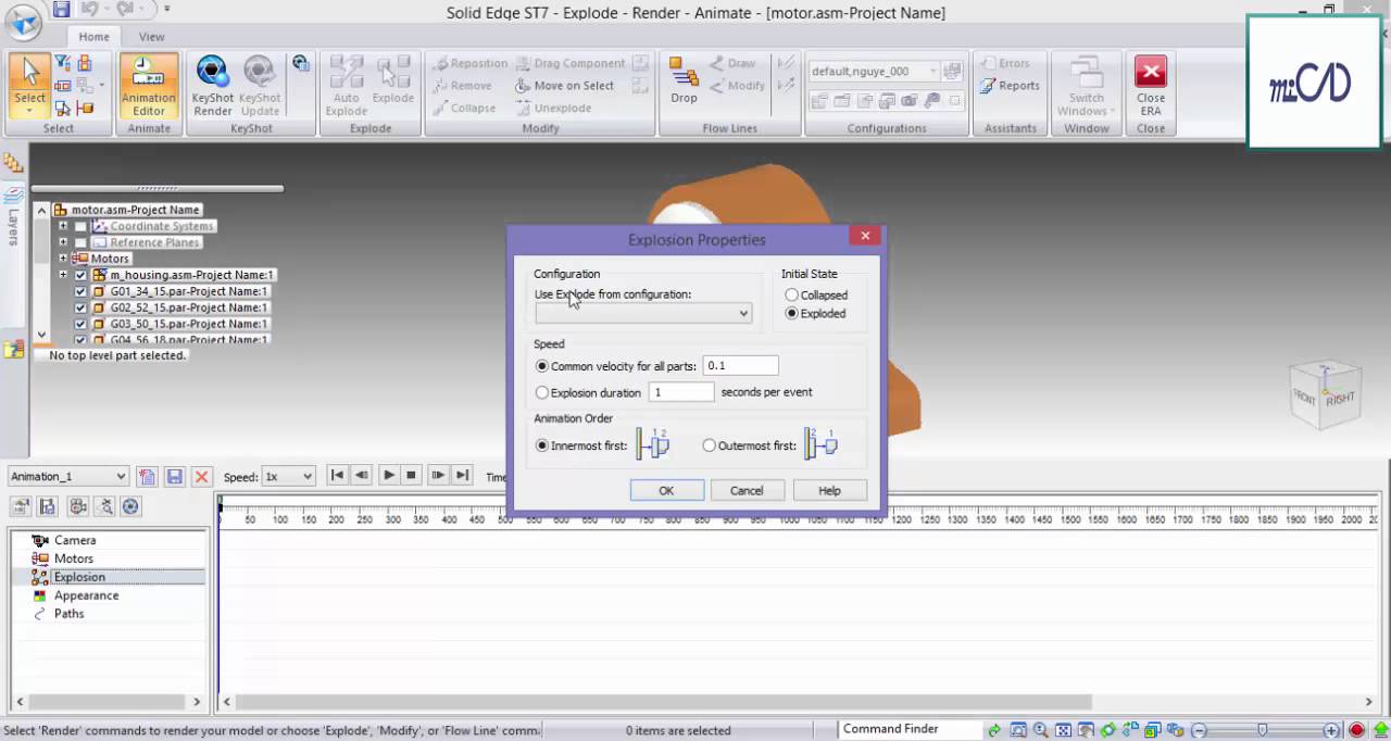 Phần mềm Solid Edge: Mô phỏng chuyển động - Animation
