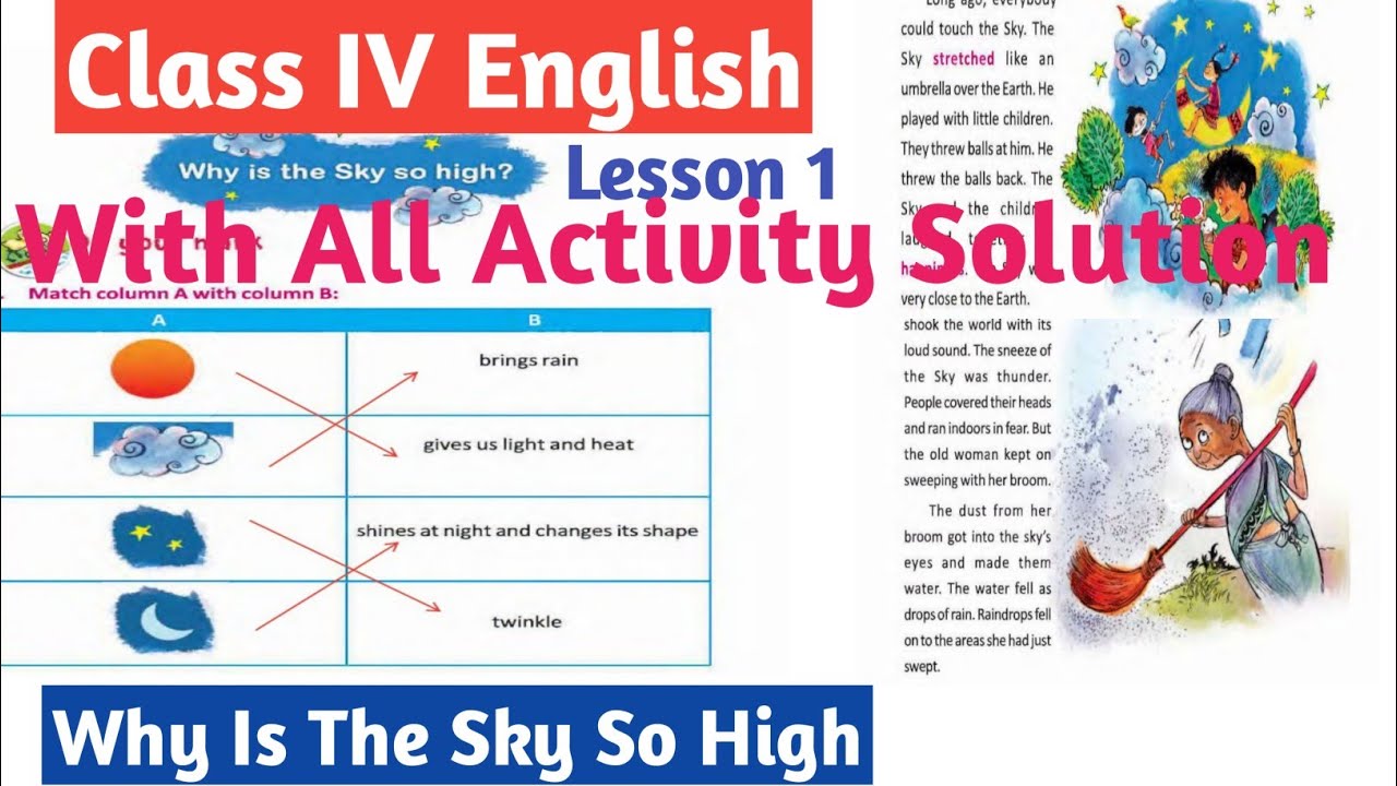 Why is the sky is so high, class 4 English lesson 1, all activity solution, Class 4 English