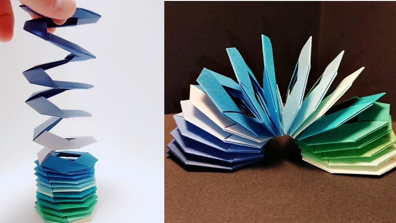 【origami】びよーんと伸びる！ “折り紙のバネ”の作り方
