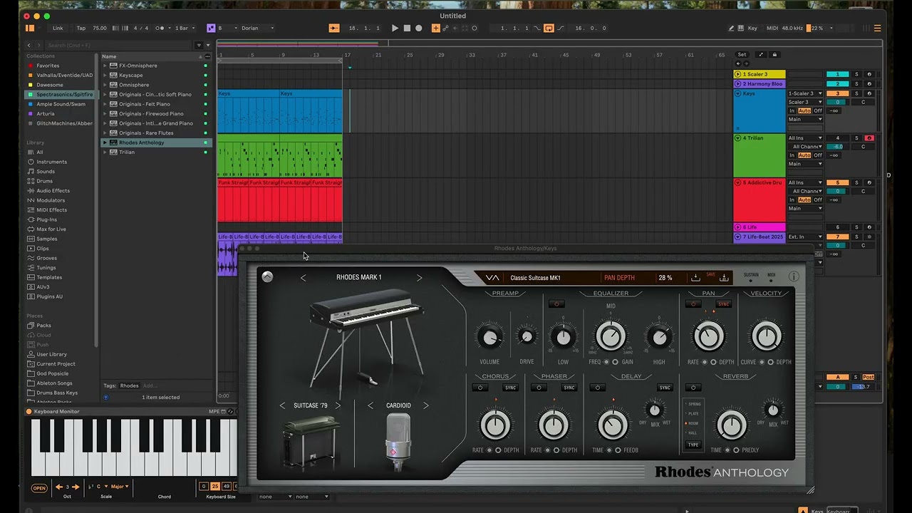 Создание музыки с XLN Life и Addictive Drums 2, Rhodes и Trilian Bass