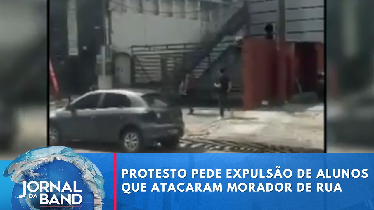 Protesto pede expuls&atilde;o de alunos que atacaram morador de rua no Par&aacute; | Jornal da Band