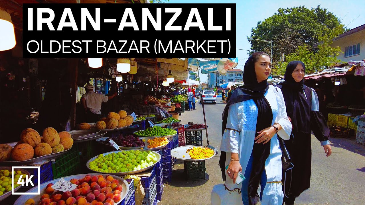 IRAN BANDAR-E Anzali [4K] - Walk on Old Bazaar (MARKET) in city | شنبه بازار انزلی