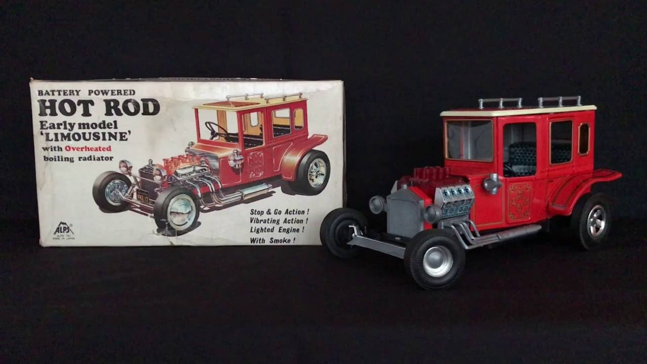 Hot Rod Limousine, Japan Battery Operated Tin Toy, Alps