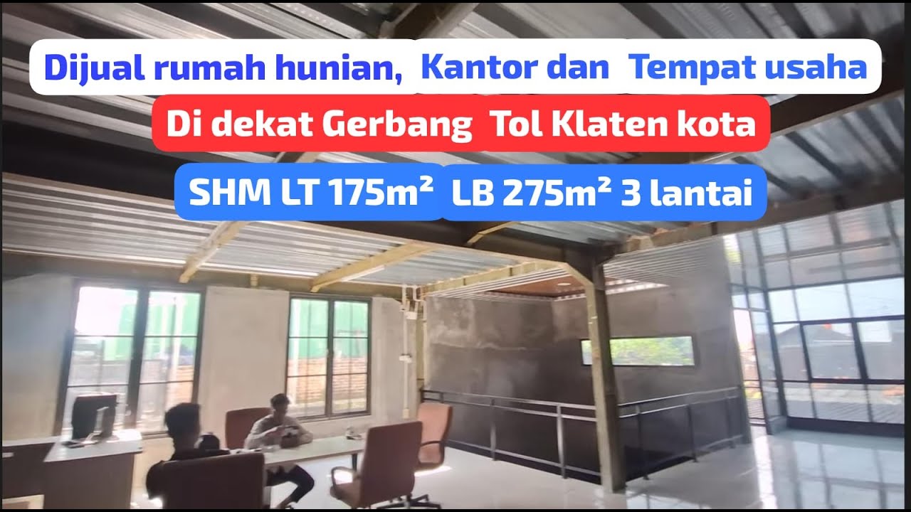 Dijual Ruko SHM luas 175m² LB 275m² 3 lantai. Lokasi strategis dekat exit tol klaten kota.