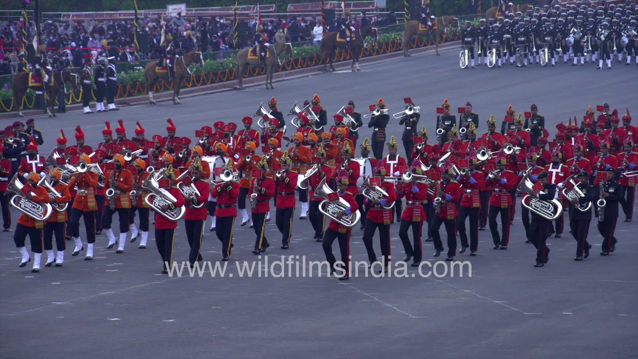 Indian Army music band plays military music during Beating the Retreat 2021, in New Delhi