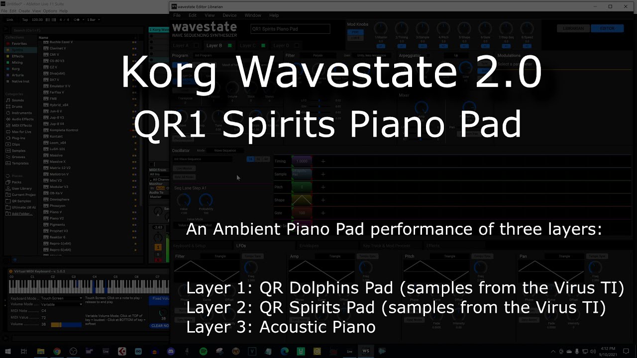Korg Wavestate 2.0: QR1 Spirits Piano Pad Demo (custom samples from the virus TI)