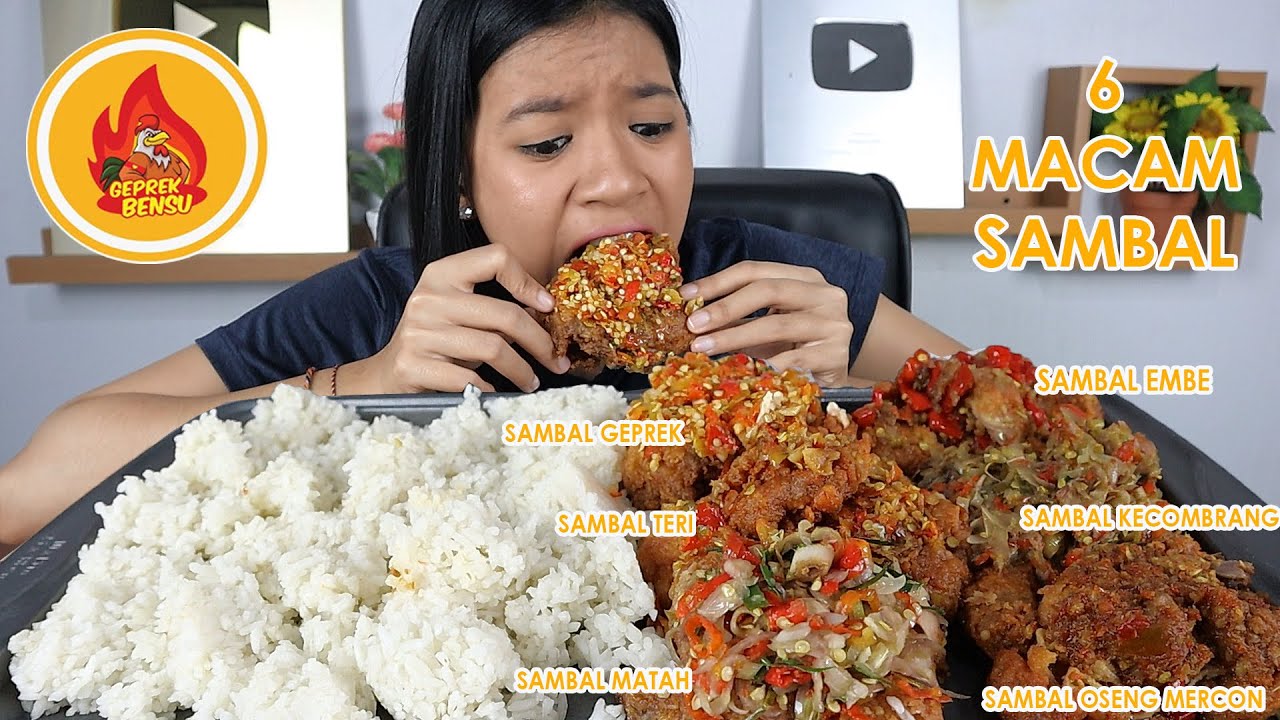 MUKBANG GEPREK BENSU 6 JENIS SAMBAL | SAMBAL MATAH, MERCON, KECOMBRANG, TERI, EMBE