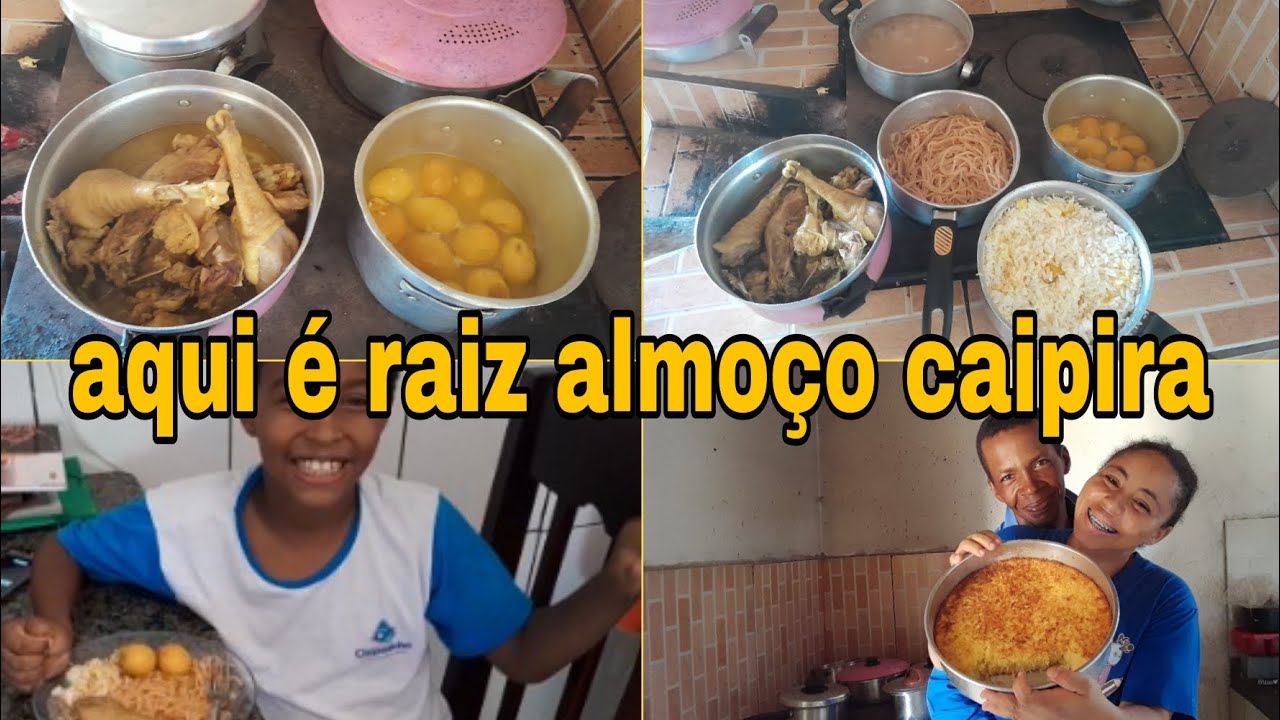 FRANGO CAIPIRA COM PEQUI NO FOGÃO A LENHA E BOLO DE MANDIOCA