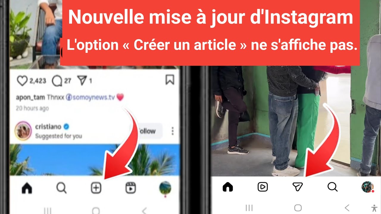 L'option « Créer une publication » n'apparaît pas sur la page d'accueil d'Instagram.