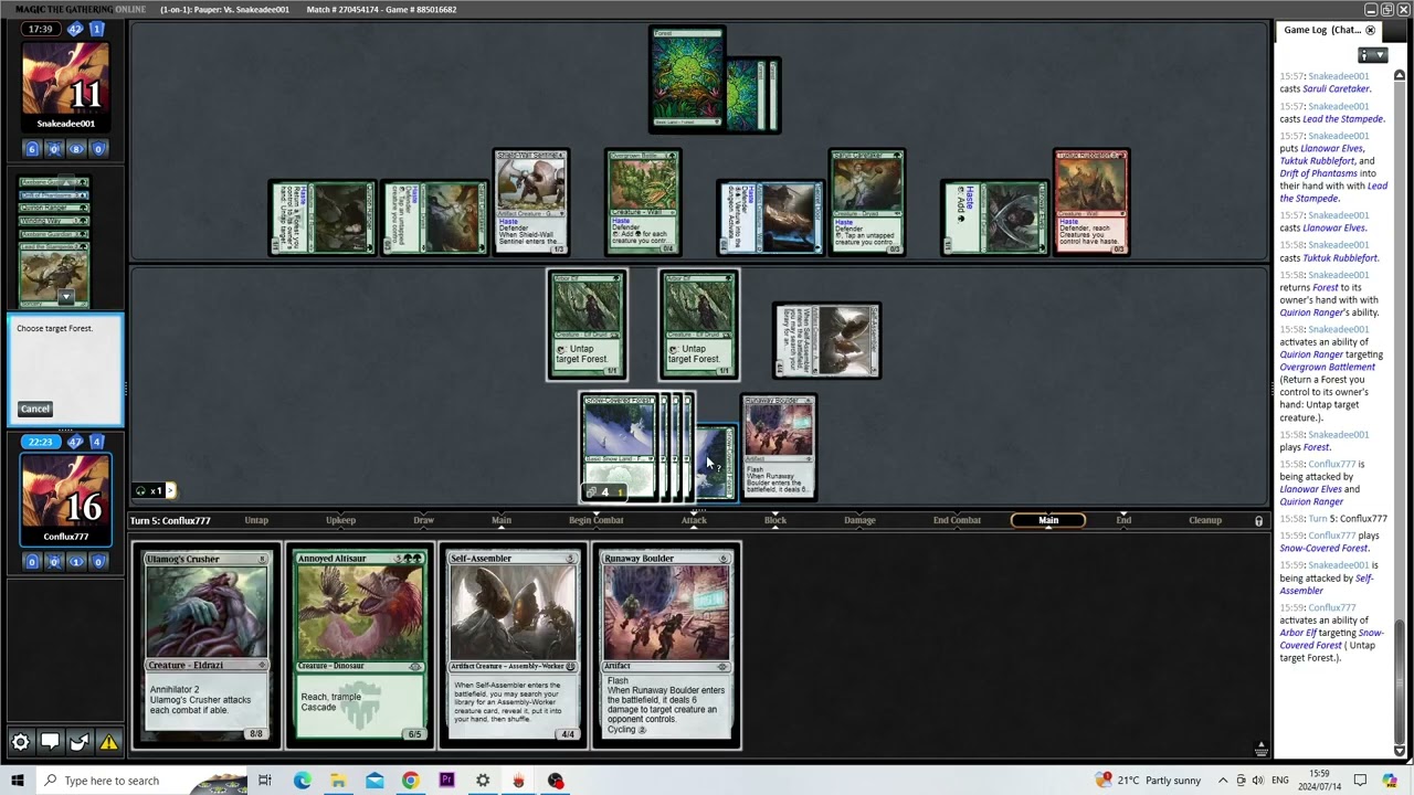 MTG Pauper Gameplay | Green Overgrowth Ramp vs Walls Combo (PLAYTESTING)