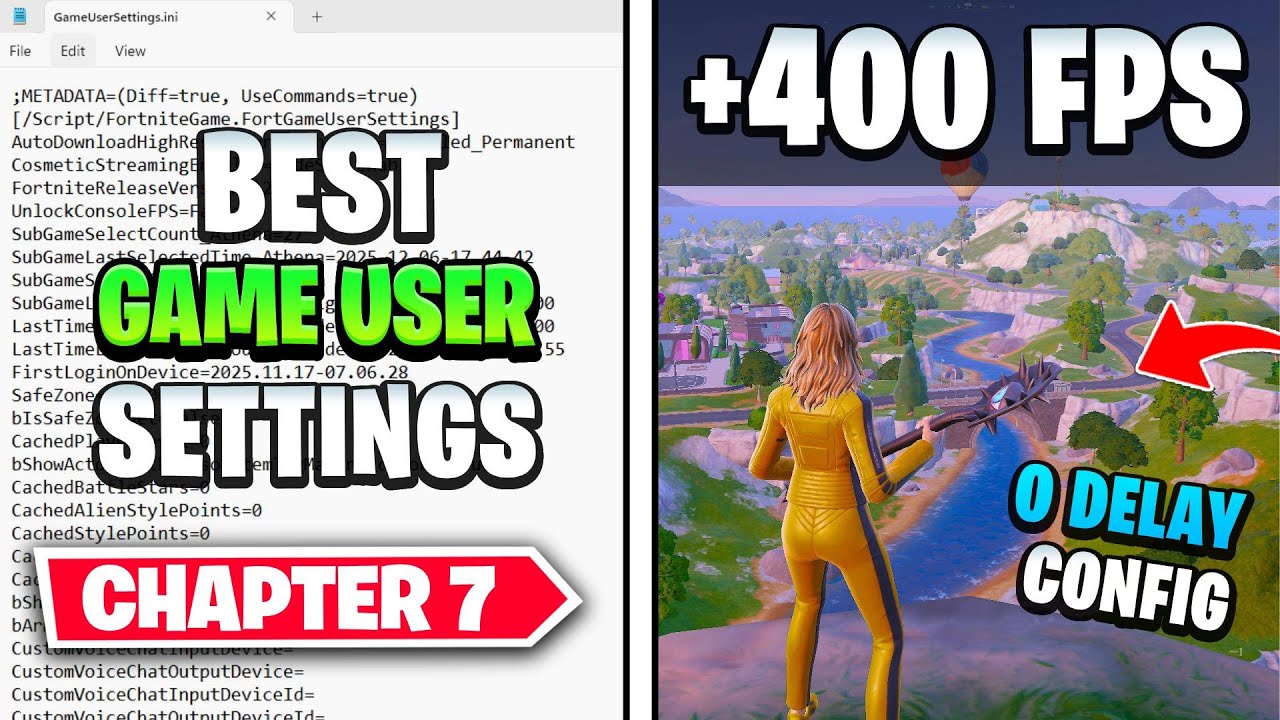 НОВЫЕ *ЛУЧШИЕ* 🔧Настройки пользователя игры🔧 Конфигурация для Fortnite Глава 7! (+360 FPS и НУЛЕВ...