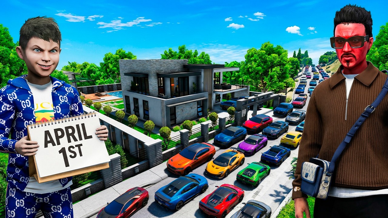 STOLE ALL OF DAD'S CARS! APRIL 1ST PRANK - FATHER AND SON IN GTA 5 ⚡GARVIN