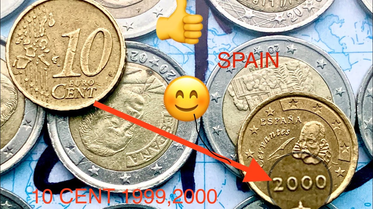 Spain 10 Cent 1999 2000 $Defect coins RARE$/2 Euro 123.000.000