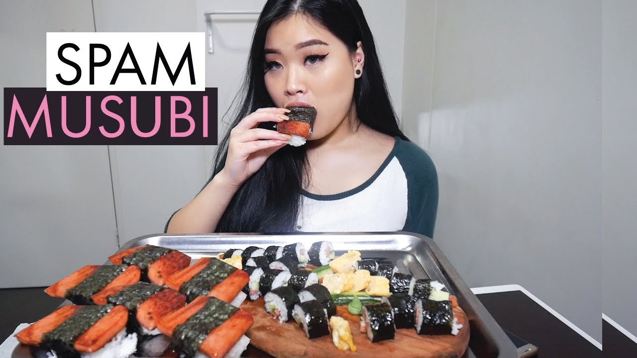 SPAM MUSUBI SUSHI MUKBANG | Recipe + Eating Show