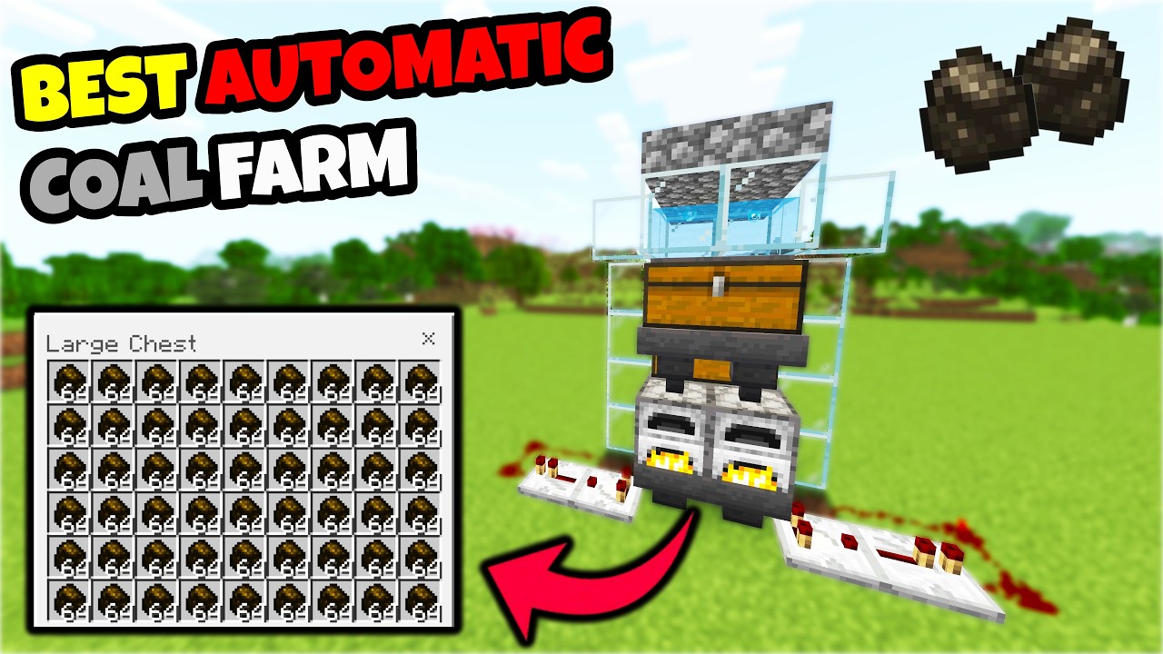 MINECRAFT EASIEST AUTOMATIC CHARCOAL FARM FOR BEDROCK 1.21!
