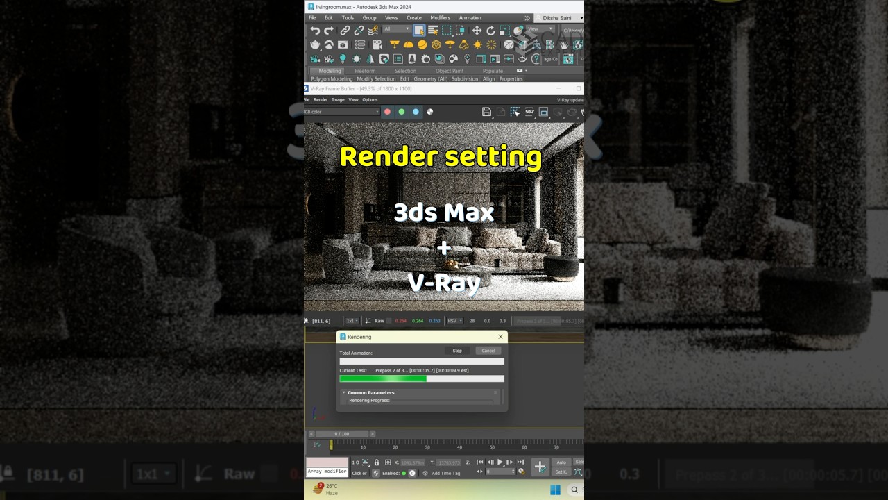 ✅Best render settings for 3ds max and vray #youtubeshorts #new #max  #viralvideo