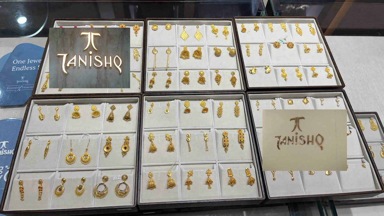 Tanishq lightweight gold jhumka design and different types of modern bali earrings design with price