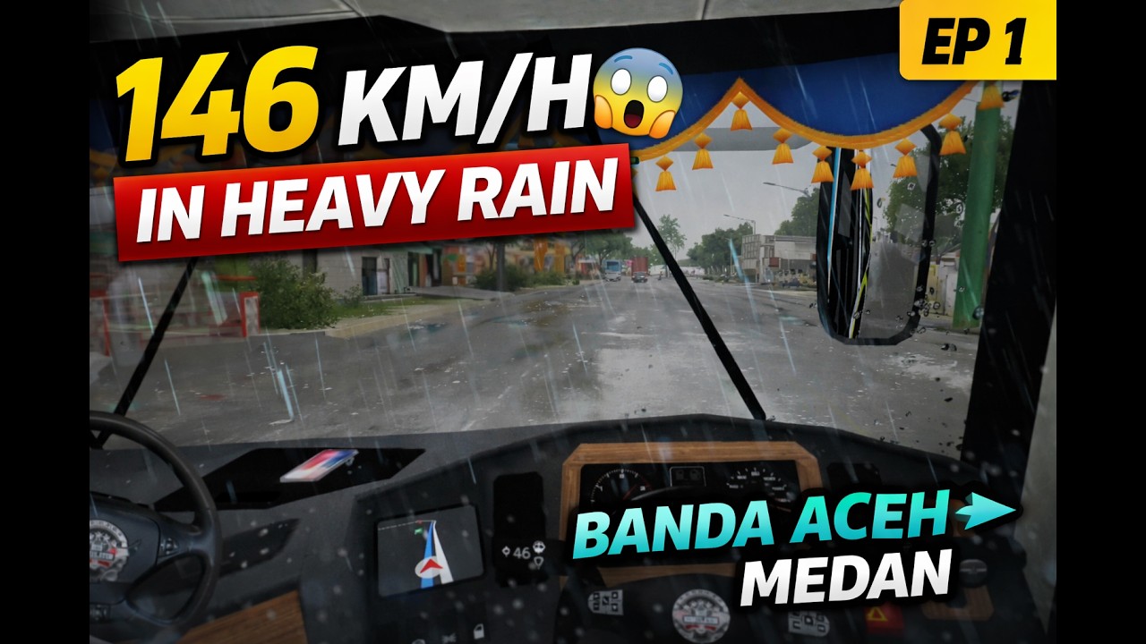146 KM/H in Heavy Rain! 😱 | Banda Aceh to Medan Extreme Bus Drive | BUSSID | Part 1