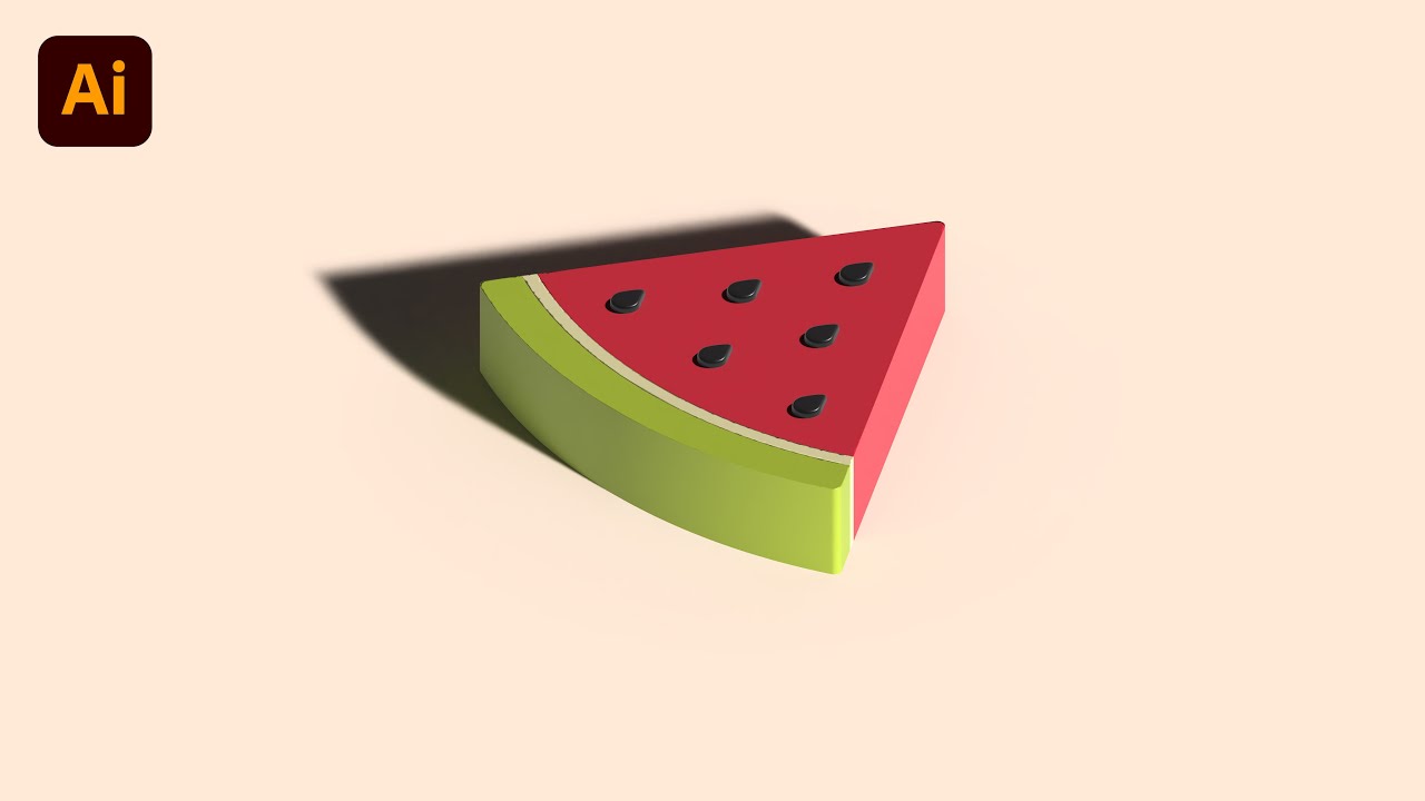 Adobe Illustrator CC Tutorial - How To Make 3D Watermelon In Adobe Illustrator