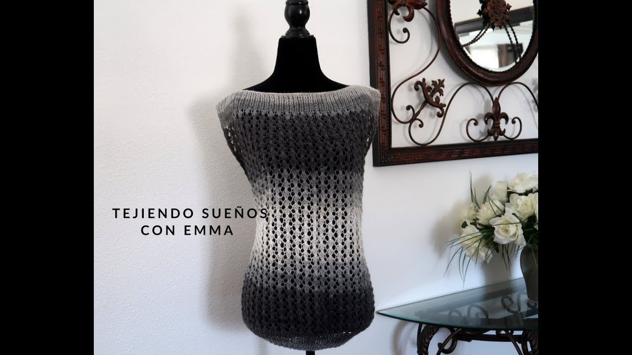 Como hacer una Blusa Calada tejida en dos agujas  paso a paso