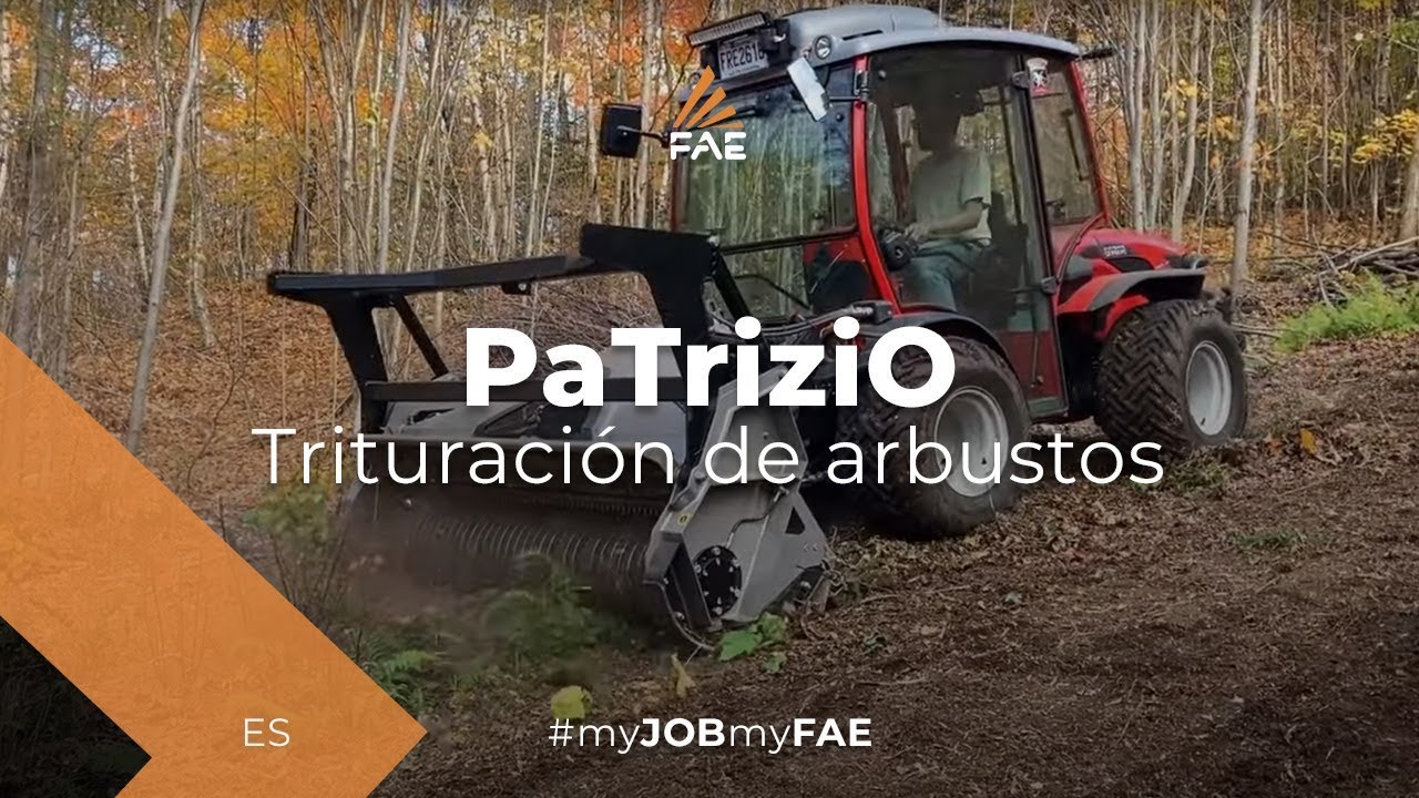 La pequeña trituradora forestal FAE con un tractor Antonio Carraro TTR 7600