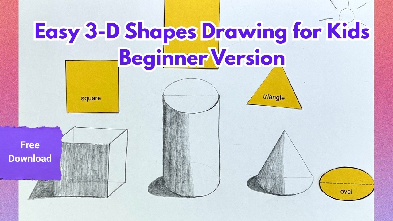 Easy 3-D Shapes Drawing for Kids | Beginner Version           #drawingforkids#learntodraw#artforkids