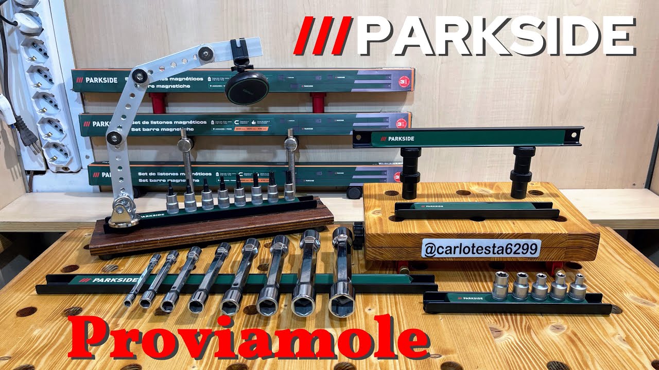 Parkside set barre magnetiche unboxing recensione e test barre porta attrezzi Lidl calamite utensili