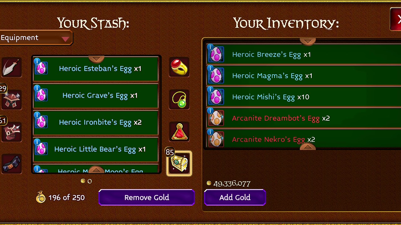 Arcane Legends - Investing in eggs during Egg-Zavier