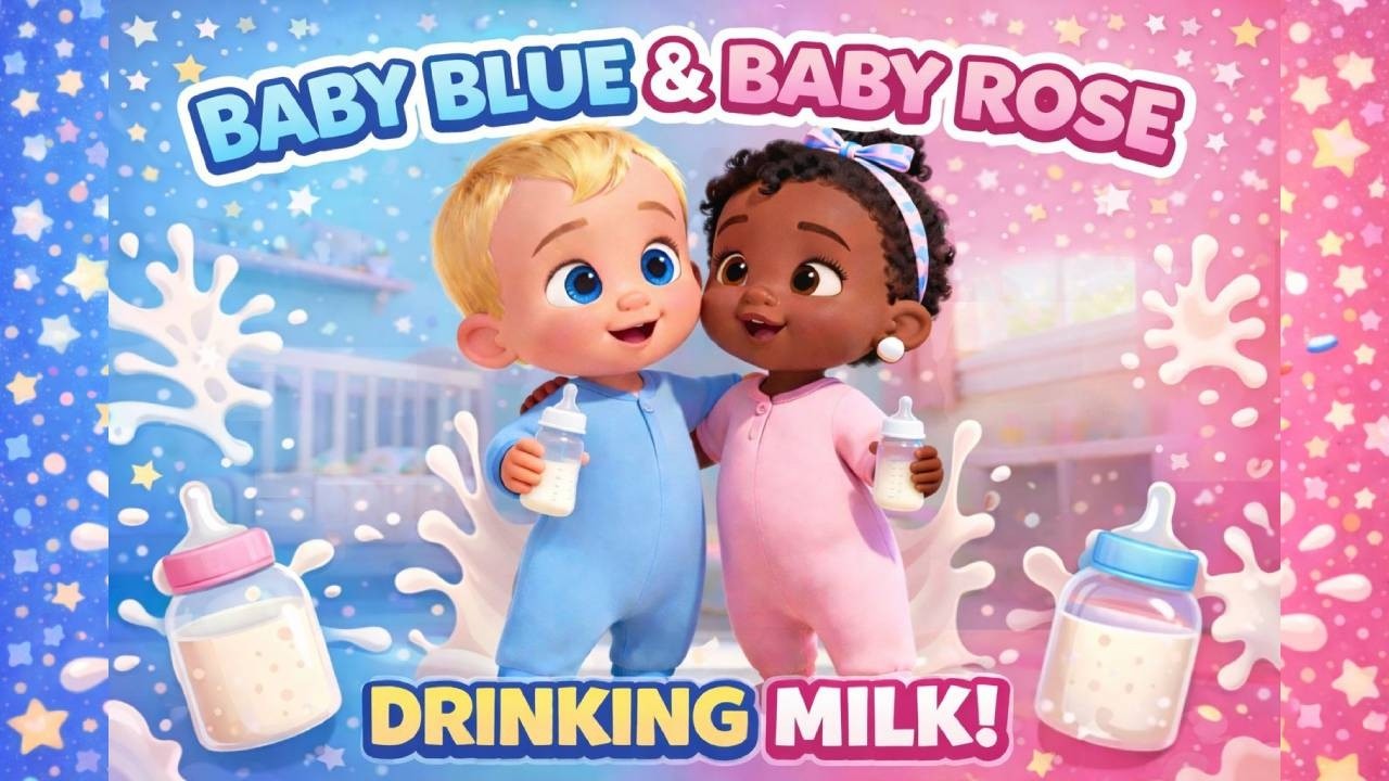 Sharing is also caring! Baby Blue and Rose, having fun drinking milk! Cartoon for the whole family.