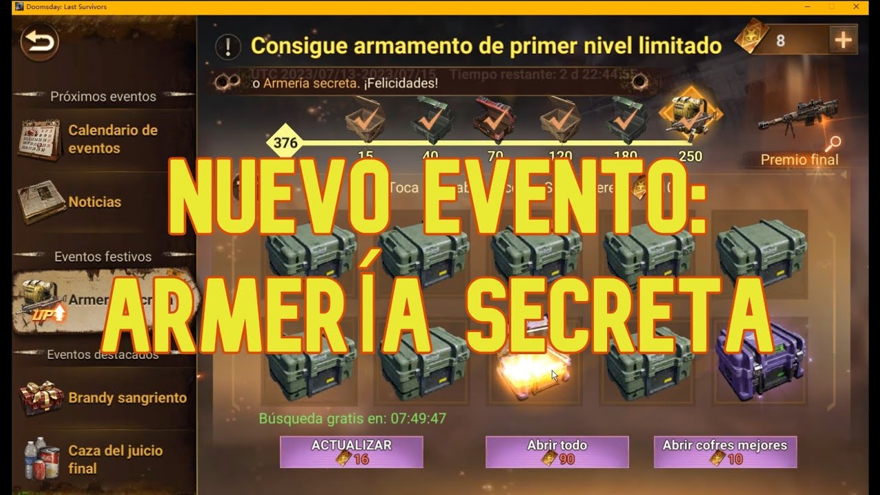 Nuevo Evento: Armería Secreta - Gastando 3500 tarjetas - Doomsday: Last Survivors Español