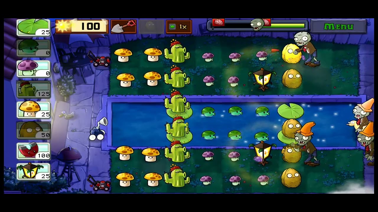 Plants vs Zombies - Fog - Level 9 (9 of 10) (9/10) - Gameplay (NO BGM)
