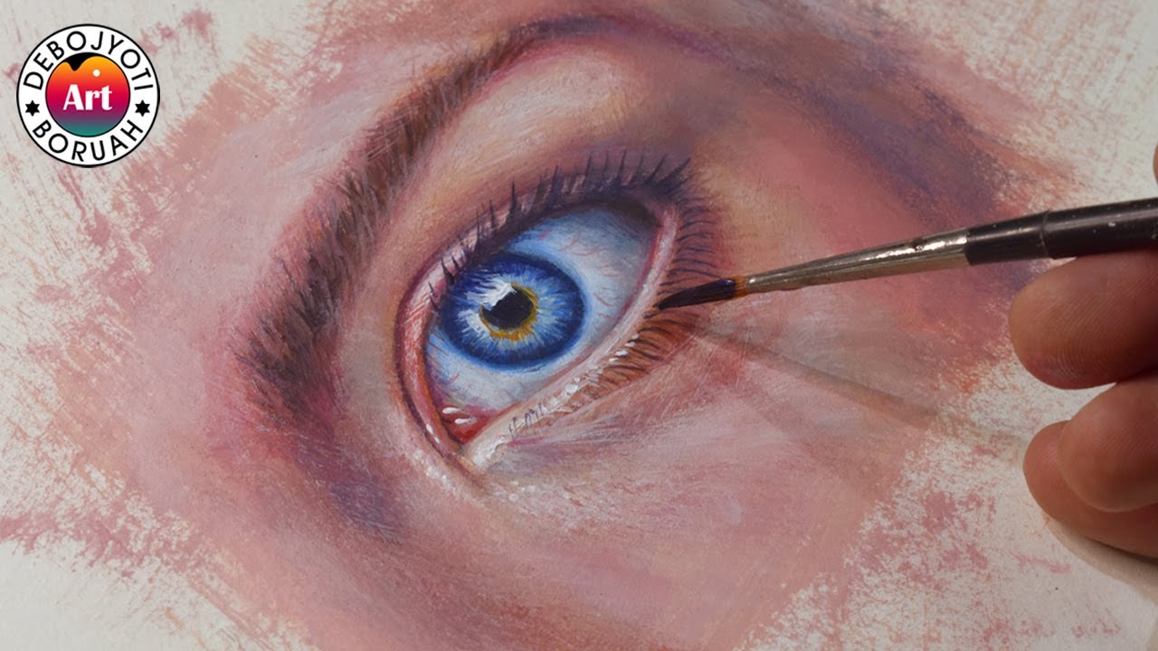 How to Paint a Realistic Eye in Acrylic | Eye Painting Tutorial for Beginners by Debojyoti Boruah
