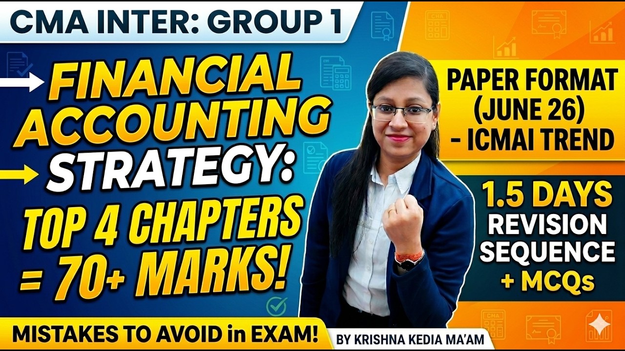 CMA Inter Financial Accounting (P6) | 70+marks | Last 1.5 days June 26 Exam Strategy | Important Q.