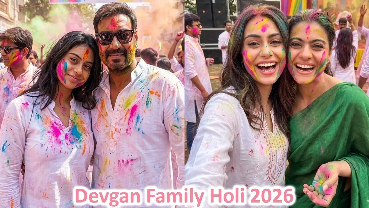 Kajol and Ajay Devgn Celebrate Holi with Daughter Nysa Devgan