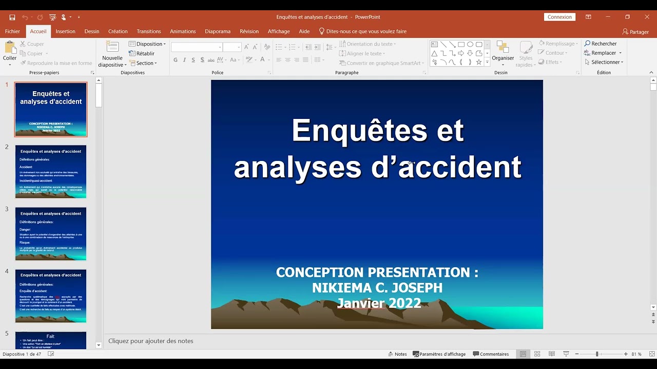 Enquête et Analyse des Accidents de travail