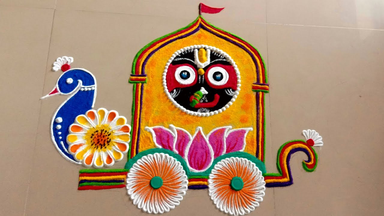 Rath Yatra Special Shri Jagannath Rangoli | Jagannath Face With Rangoli |