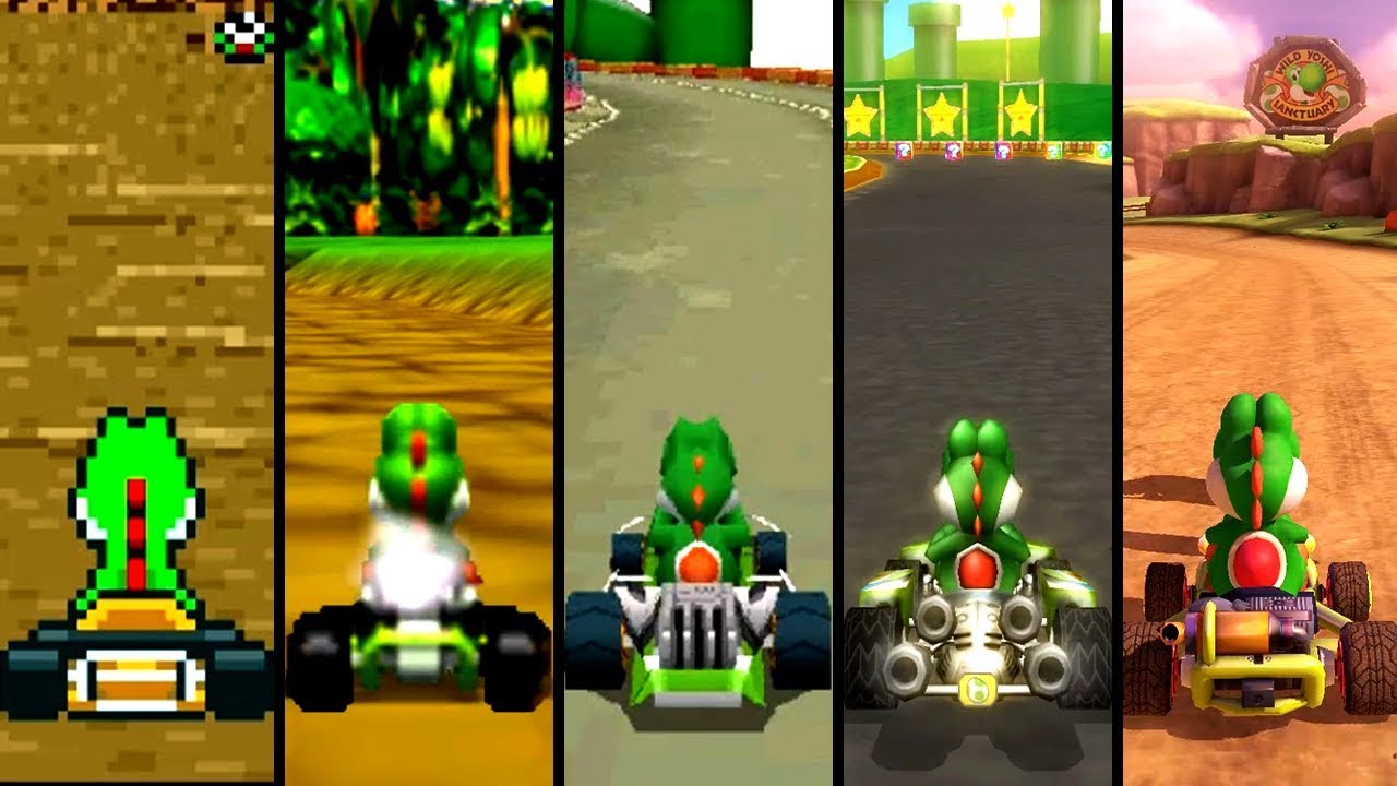 Evolution of Yoshi in Mario Kart (1992-2019)