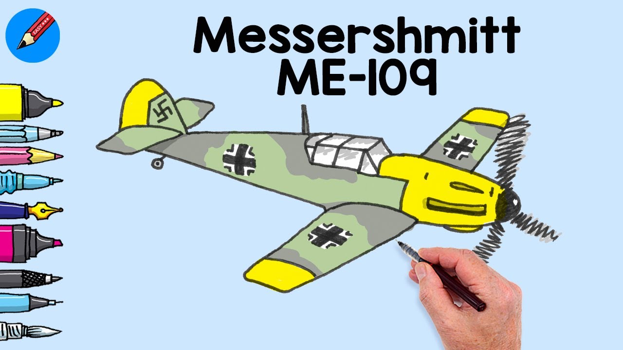 How to Draw a Messerschmitt ME-109 Real Easy - #bf109 #me109 #dday80
