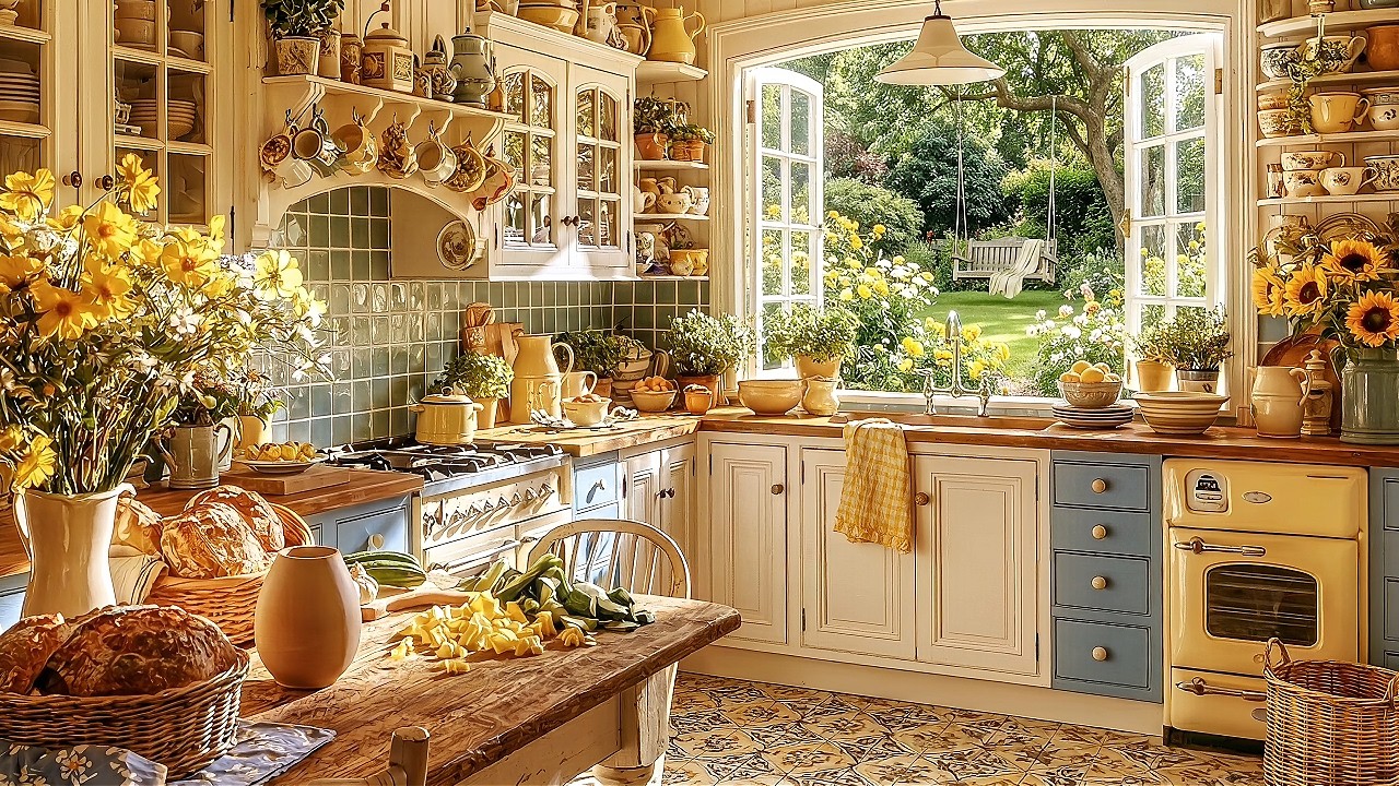 Cottage Morning Ritual | Cozy Kitchen Jazz & Blooming Garden Peace | 3 Hours