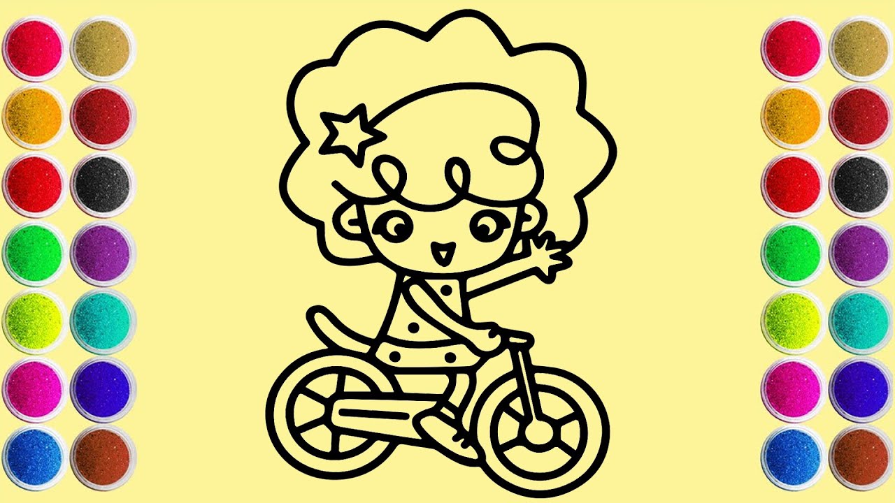 Relax and enjoy this satisfying sand painting of a little girl riding a bicycle | easy step by step
