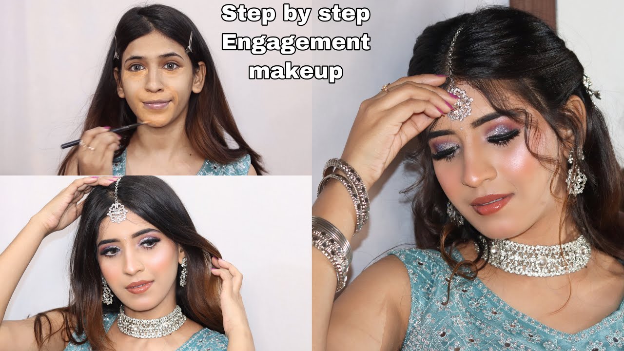 Step by step engagement makeup tutorial in detailed | affordable self engagement makeup
