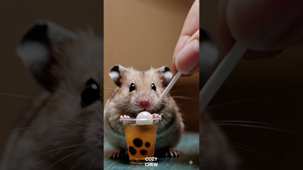 🧋🐹 Hamster Tries Boba?! Cutest Sip Ever! 😍✨