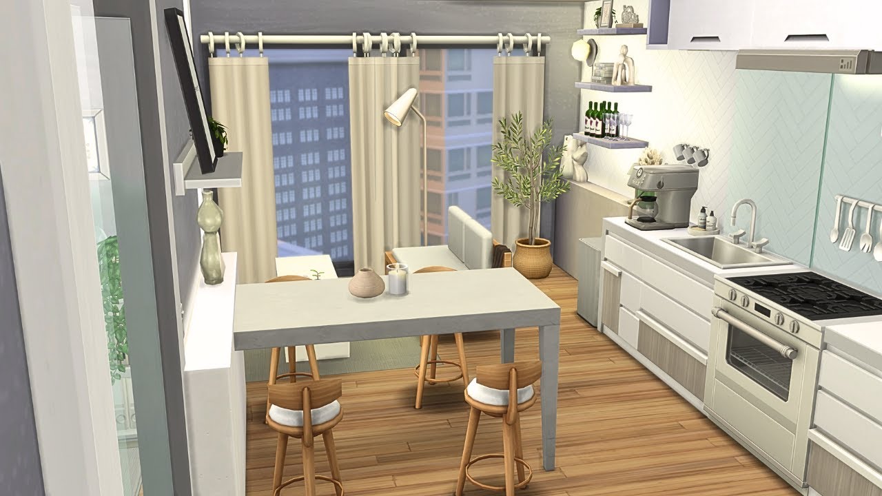 Tiny Minimalist Apartment (1312 21 Chic Street)  🌆 Sims 4 Speed Build Stop Motion (NO CC)