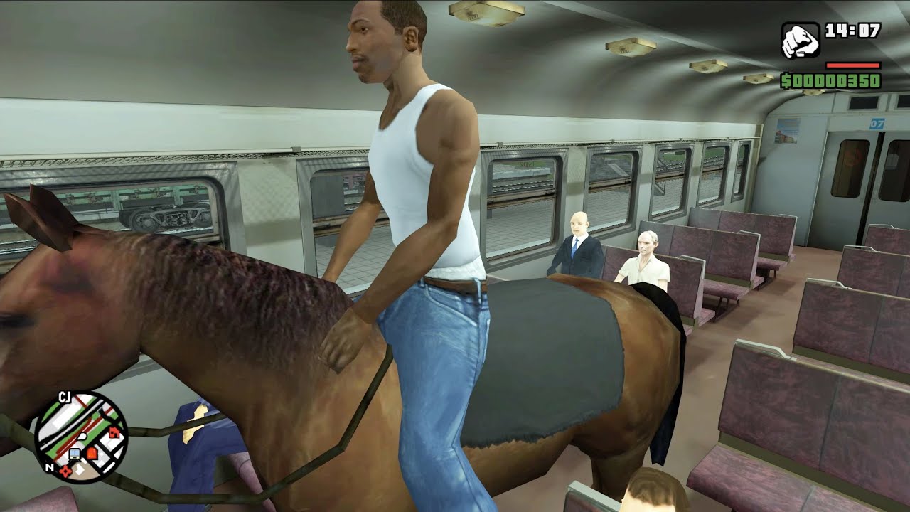 GTA Sa Horse inside the train with passengers