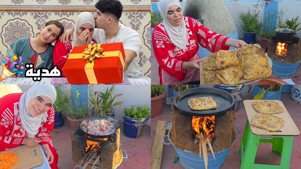 هدية فاخرة ل أيوب شوفو شحال فرحان🎉تحضير رغايف معمرين فوق الكانون😋